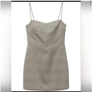 Mango Gray Checkered Mini Dress